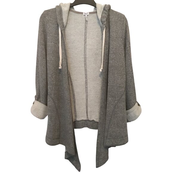 Splendid Heather Gray Open Front Waterfall Lightweight Hoodie Cardigan Size S - Picture 1 of 7